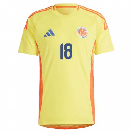 Kandiny Herren Kolumbien Mateo Cassierra #18 Gelb Heimtrikot Trikot 24-26 T-Shirt Österreich