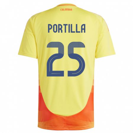 Kandiny Uomo Maglia Colombia Juan Portilla #25 Giallo Kit Gara Home 24-26 Maglietta