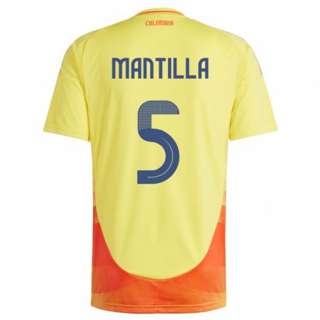 Kandiny Uomo Maglia Colombia Kevin Mantilla #5 Giallo Kit Gara Home 24-26 Maglietta