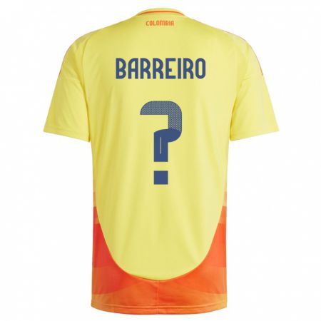 Kandiny Hombre Camiseta Colombia Jhon Barreiro #0 Amarillo 1ª Equipación 24-26 La Camisa México