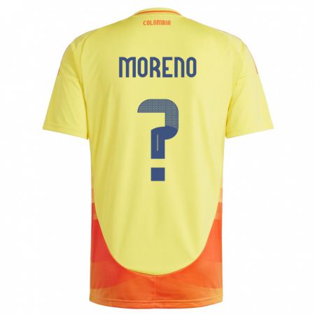 Kandiny Uomo Maglia Colombia Freilin Moreno #0 Giallo Kit Gara Home 24-26 Maglietta