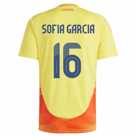 Kandiny Uomo Maglia Colombia Sofía García #16 Giallo Kit Gara Home 24-26 Maglietta