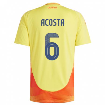 Kandiny Heren Colombia Viviana Acosta #6 Geel Thuisshirt Thuistenue 24-26 T-Shirt België