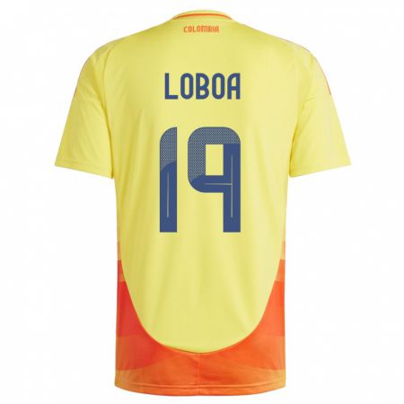 Kandiny Hombre Camiseta Colombia Valerin Loboa #19 Amarillo 1ª Equipación 24-26 La Camisa México