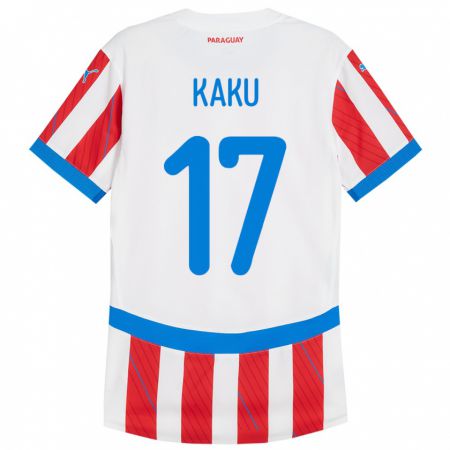 Kandiny Herren Paraguay Kaku #17 Weiß Rot Heimtrikot Trikot 24-26 T-Shirt Österreich