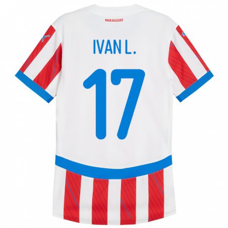 Kandiny Uomo Maglia Paraguay Iván Leguizamón #17 Bianco Rosso Kit Gara Home 24-26 Maglietta