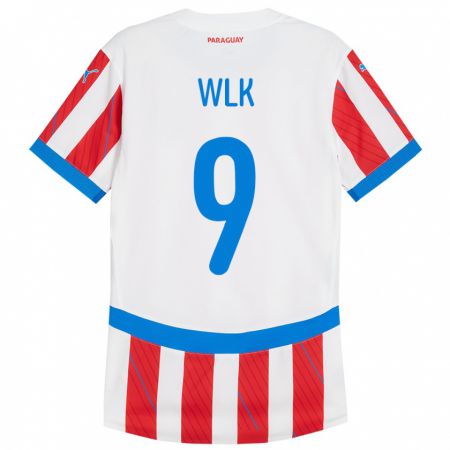 Kandiny Uomo Maglia Paraguay Allan Wlk #9 Bianco Rosso Kit Gara Home 24-26 Maglietta