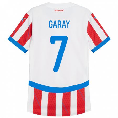 Kandiny Heren Paraguay Griselda Garay #7 Wit Rood Thuisshirt Thuistenue 24-26 T-Shirt België