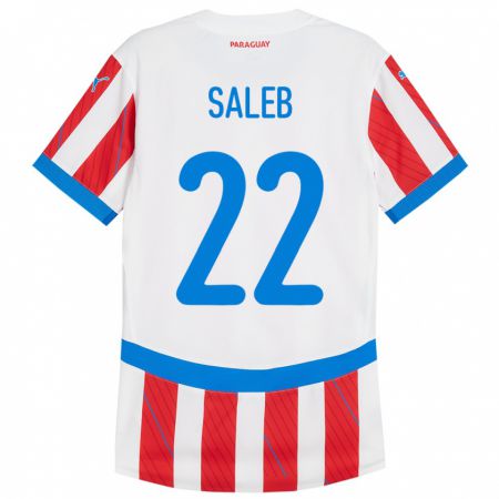 Kandiny Heren Paraguay Gloria Saleb #22 Wit Rood Thuisshirt Thuistenue 24-26 T-Shirt