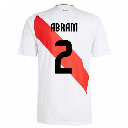 Kandiny Hombre Camiseta Perú Luis Abram #2 Blanco 1ª Equipación 24-26 La Camisa