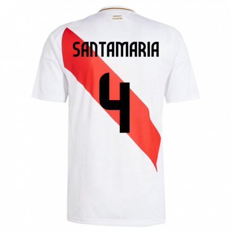 Kandiny Hombre Camiseta Perú Anderson Santamaría #4 Blanco 1ª Equipación 24-26 La Camisa