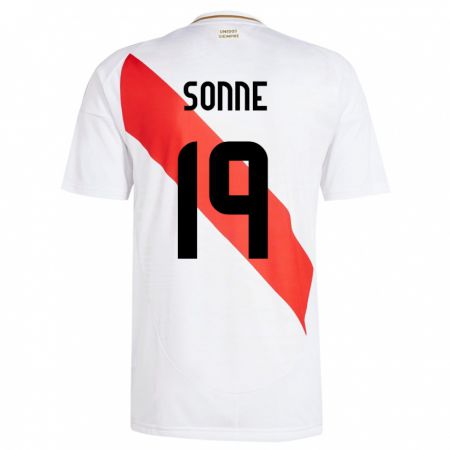 Kandiny Hombre Camiseta Perú Oliver Sonne #19 Blanco 1ª Equipación 24-26 La Camisa