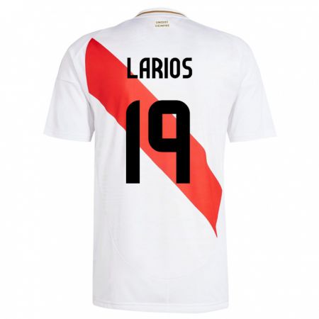 Kandiny Hombre Camiseta Perú Guillermo Larios #19 Blanco 1ª Equipación 24-26 La Camisa