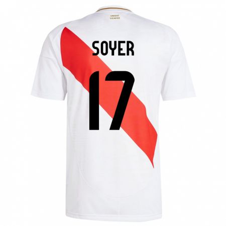 Kandiny Hombre Camiseta Perú Bassco Soyer #17 Blanco 1ª Equipación 24-26 La Camisa