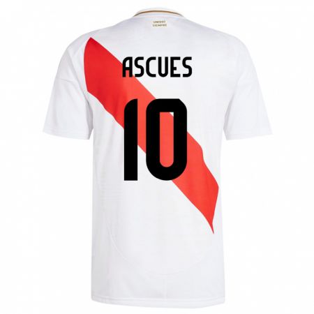 Kandiny Heren Peru Adrián Ascues #10 Wit Thuisshirt Thuistenue 24-26 T-Shirt