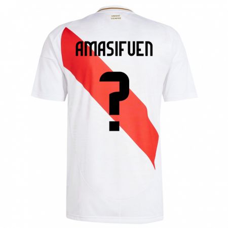 Kandiny Herren Peru Nicolás Amasifuén #0 Weiß Heimtrikot Trikot 24-26 T-Shirt Österreich