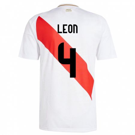 Kandiny Hombre Camiseta Perú Mía León #4 Blanco 1ª Equipación 24-26 La Camisa