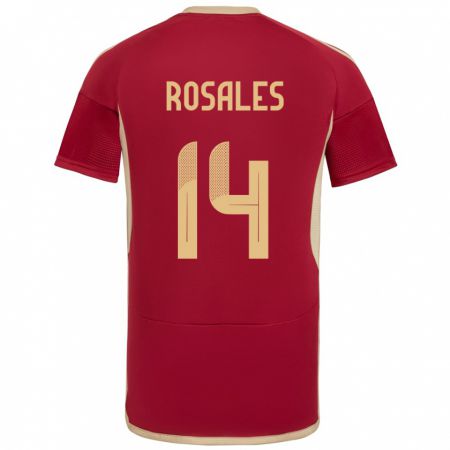 Kandiny Hombre Camiseta Venezuela Roberto Rosales #14 Borgoña 1ª Equipación 24-26 La Camisa México