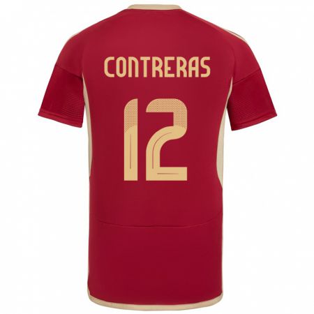 Kandiny Herren Venezuela José Contreras #12 Burgund Heimtrikot Trikot 24-26 T-Shirt Österreich