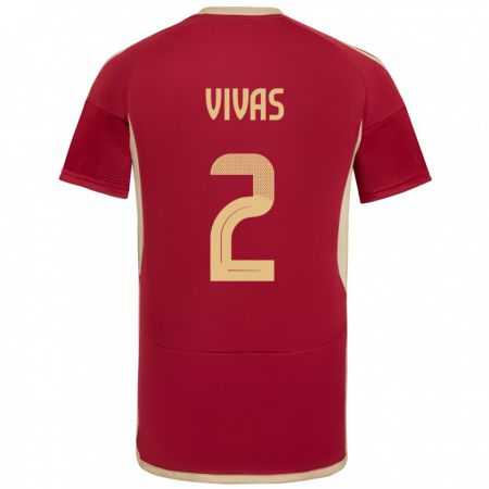 Kandiny Hombre Camiseta Venezuela Carlos Vivas #2 Borgoña 1ª Equipación 24-26 La Camisa