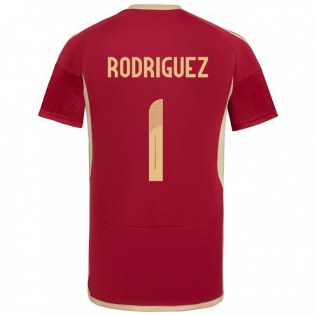 Kandiny Hombre Camiseta Venezuela Samuel Rodriguez #1 Borgoña 1ª Equipación 24-26 La Camisa