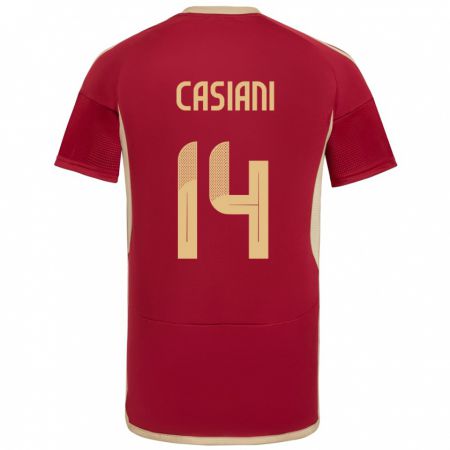 Kandiny Hombre Camiseta Venezuela Luis Casiani #14 Borgoña 1ª Equipación 24-26 La Camisa México