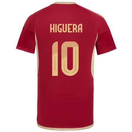 Kandiny Hombre Camiseta Venezuela Enyerliannys Higuera #10 Borgoña 1ª Equipación 24-26 La Camisa