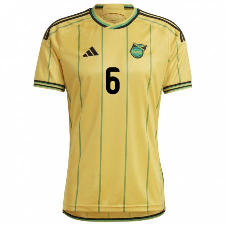 Kandiny Heren Jamaica Ronaldo Barrett #6 Geel Thuisshirt Thuistenue 24-26 T-Shirt