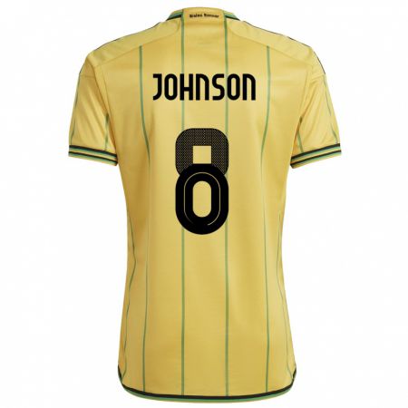 Kandiny Uomo Maglia Giamaica Daniel Johnson #8 Giallo Kit Gara Home 24-26 Maglietta