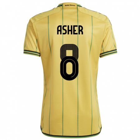 Kandiny Uomo Maglia Giamaica Chinyelu Asher #8 Giallo Kit Gara Home 24-26 Maglietta