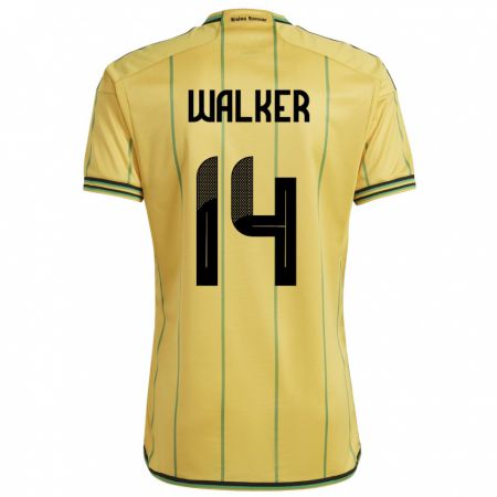 Kandiny Uomo Maglia Giamaica Ricshya Walker #14 Giallo Kit Gara Home 24-26 Maglietta