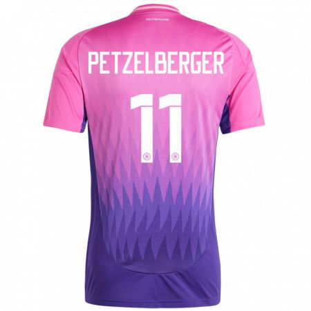 Kandiny Uomo Maglia Germania Ramona Petzelberger #11 Rosa Viola Kit Gara Away 24-26 Maglietta