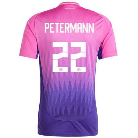 Kandiny Uomo Maglia Germania Lena Petermann #22 Rosa Viola Kit Gara Away 24-26 Maglietta