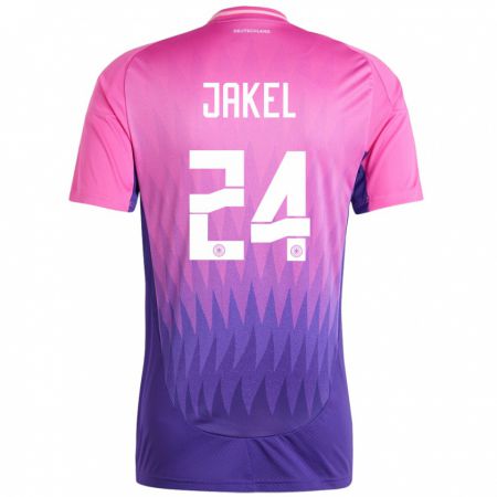 Kandiny Uomo Maglia Germania Frederik Jakel #24 Rosa Viola Kit Gara Away 24-26 Maglietta