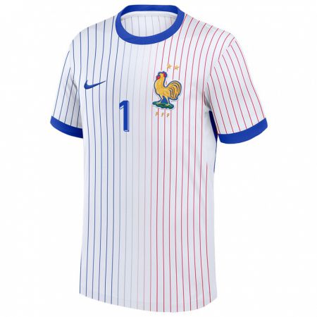 Kandiny Hombre Camiseta Francia Hugo Lloris #1 Blanco 2ª Equipación 24-26 La Camisa México