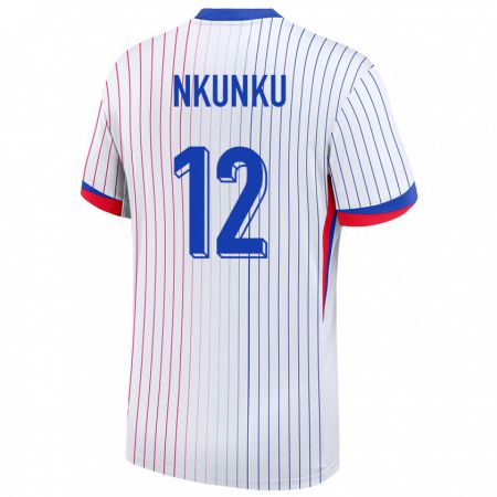 Kandiny Uomo Maglia Francia Christopher Nkunku #12 Bianco Kit Gara Away 24-26 Maglietta