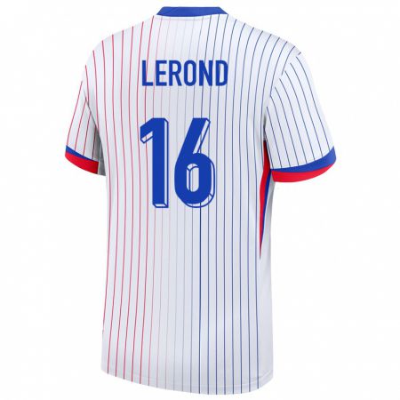 Kandiny Hombre Camiseta Francia Justine Lerond #16 Blanco 2ª Equipación 24-26 La Camisa