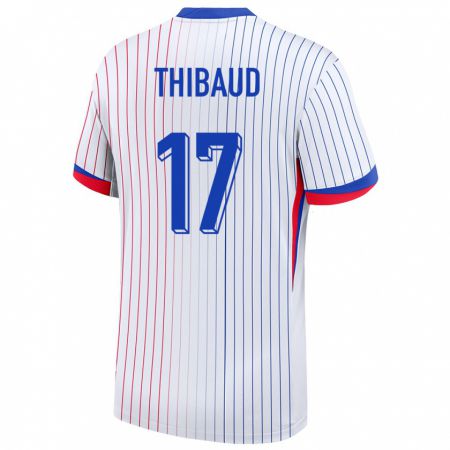 Kandiny Hombre Camiseta Francia Julie Thibaud #17 Blanco 2ª Equipación 24-26 La Camisa