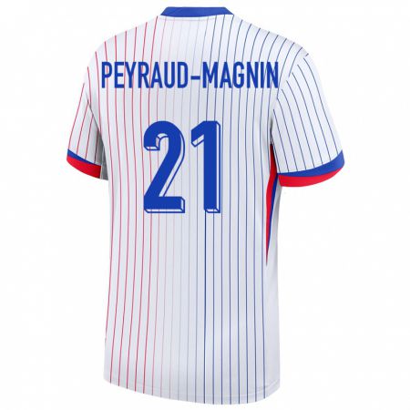 Kandiny Uomo Maglia Francia Pauline Peyraud Magnin #21 Bianco Kit Gara Away 24-26 Maglietta