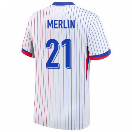 Kandiny Hombre Camiseta Francia Quentin Merlin #21 Blanco 2ª Equipación 24-26 La Camisa