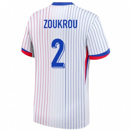 Kandiny Uomo Maglia Francia Tanguy Zoukrou #2 Bianco Kit Gara Away 24-26 Maglietta