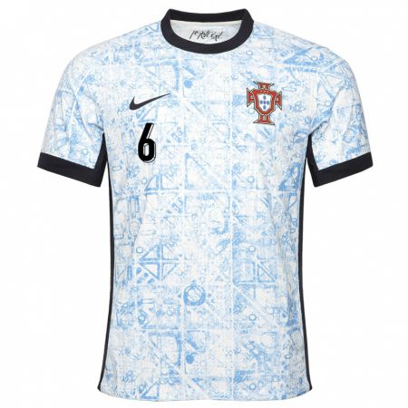 Kandiny Heren Portugal Tiago Dantas #6 Crème Blauw Uitshirt Uittenue 24-26 T-Shirt