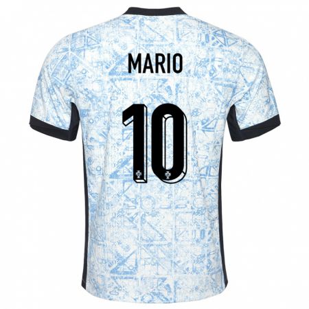 Kandiny Uomo Maglia Portogallo Joao Mario #10 Crema Blu Kit Gara Away 24-26 Maglietta