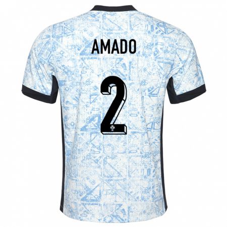 Kandiny Uomo Maglia Portogallo Catarina Amado #2 Crema Blu Kit Gara Away 24-26 Maglietta