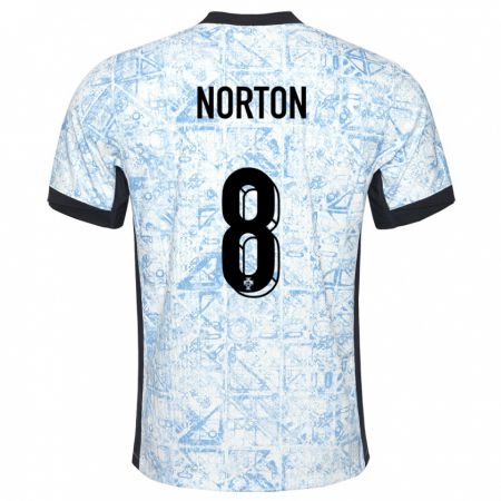 Kandiny Uomo Maglia Portogallo Andreia Norton #8 Crema Blu Kit Gara Away 24-26 Maglietta