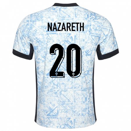 Kandiny Uomo Maglia Portogallo Kika Nazareth #20 Crema Blu Kit Gara Away 24-26 Maglietta