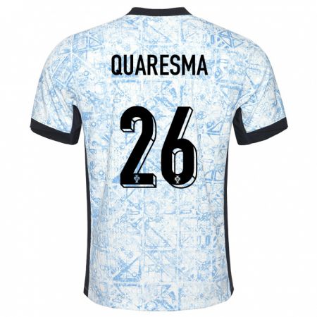 Kandiny Heren Portugal Eduardo Quaresma #26 Crème Blauw Uitshirt Uittenue 24-26 T-Shirt België