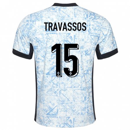 Kandiny Heren Portugal Diogo Travassos #15 Crème Blauw Uitshirt Uittenue 24-26 T-Shirt België