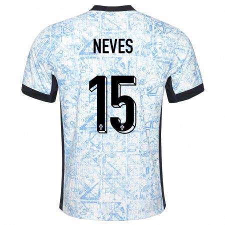 Kandiny Heren Portugal Joao Neves #15 Crème Blauw Uitshirt Uittenue 24-26 T-Shirt België