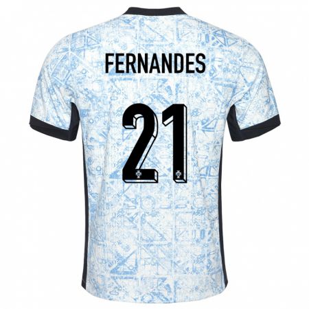 Kandiny Uomo Maglia Portogallo Mateus Fernandes #21 Crema Blu Kit Gara Away 24-26 Maglietta